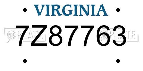 7Z87763 Virginia License Plate