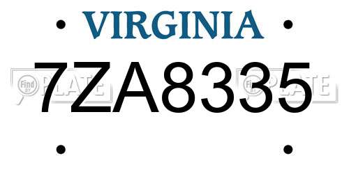 7ZA8335 Virginia License Plate