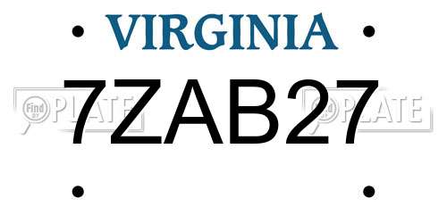 7ZAB27 Virginia License Plate