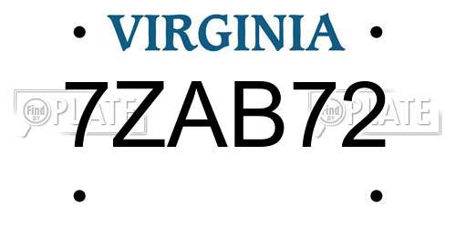 7ZAB72 Virginia License Plate