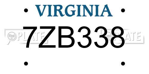 7ZB338 Virginia License Plate
