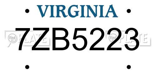 7ZB5223 Virginia License Plate