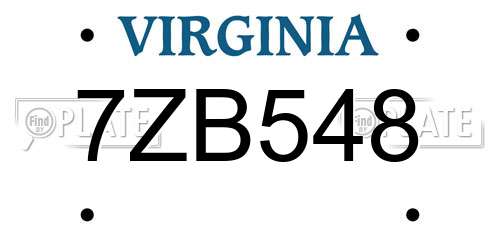 7ZB548 Virginia License Plate