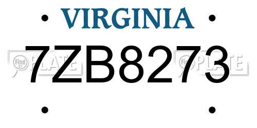 7ZB8273 Virginia License Plate