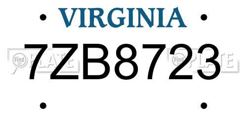 7ZB8723 Virginia License Plate