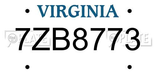 7ZB8773 Virginia License Plate