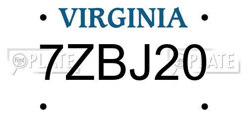 7ZBJ20 Virginia License Plate