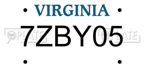 7ZBY05 Virginia License Plate