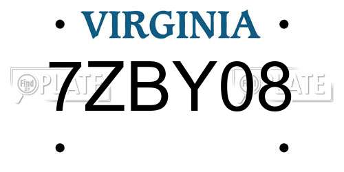 7ZBY08 Virginia License Plate