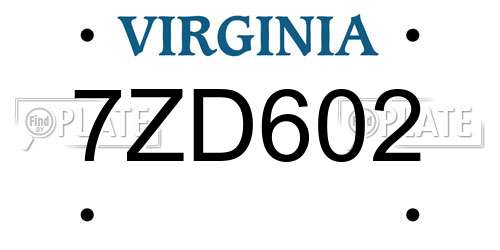 7ZD602 Virginia License Plate