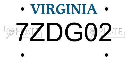 7ZDG02 Virginia License Plate