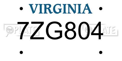 7ZG804 Virginia License Plate