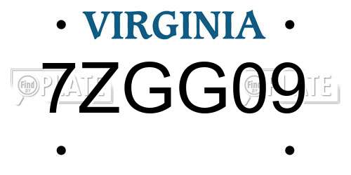 7ZGG09 Virginia License Plate