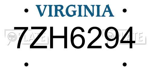 7ZH6294 Virginia License Plate