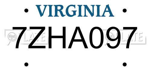 7ZHA097 Virginia License Plate