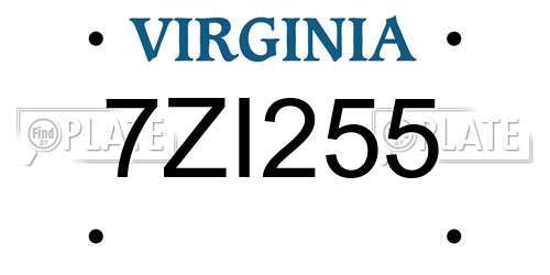 7ZI255 Virginia License Plate