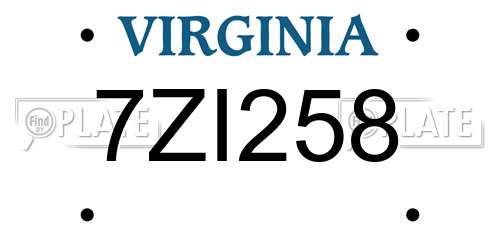 7ZI258 Virginia License Plate