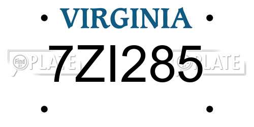 7ZI285 Virginia License Plate