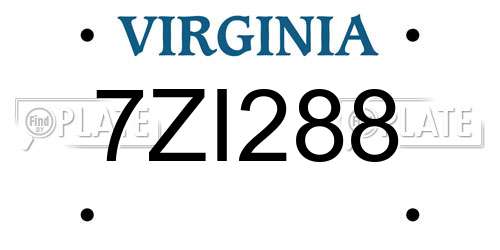 7ZI288 Virginia License Plate
