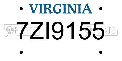 7ZI9155 Virginia License Plate