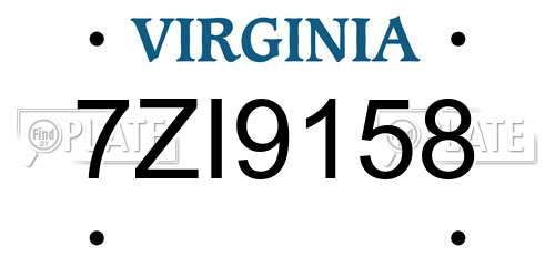 7ZI9158 Virginia License Plate