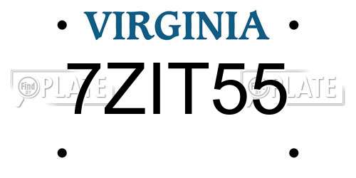 7ZIT55 Virginia License Plate