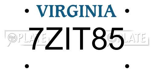 7ZIT85 Virginia License Plate