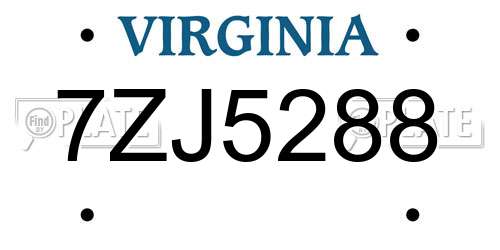 7ZJ5288 Virginia License Plate
