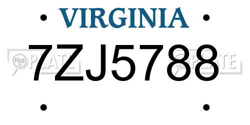 7ZJ5788 Virginia License Plate