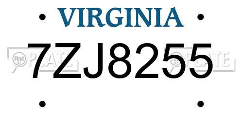 7ZJ8255 Virginia License Plate