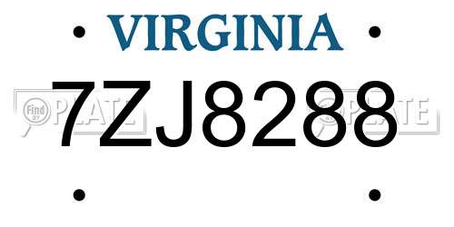 7ZJ8288 Virginia License Plate