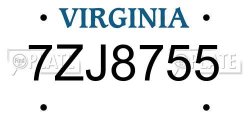 7ZJ8755 Virginia License Plate