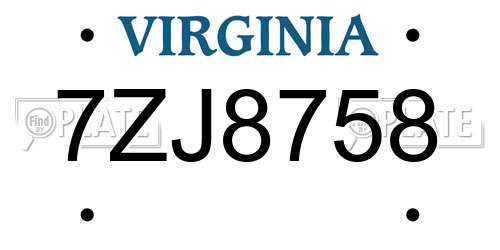 7ZJ8758 Virginia License Plate