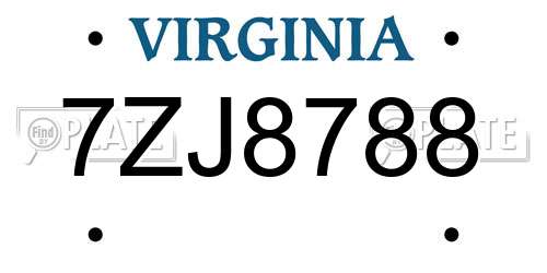 7ZJ8788 Virginia License Plate