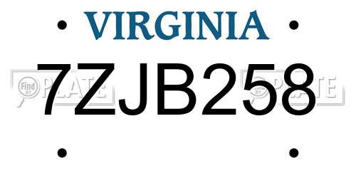 7ZJB258 Virginia License Plate