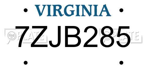 7ZJB285 Virginia License Plate