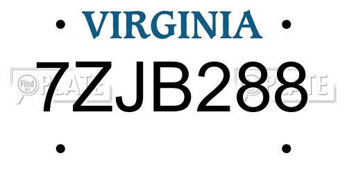 7ZJB288 Virginia License Plate