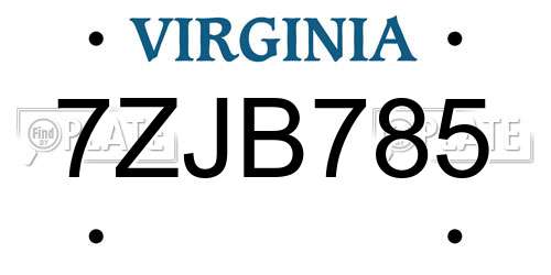 7ZJB785 Virginia License Plate