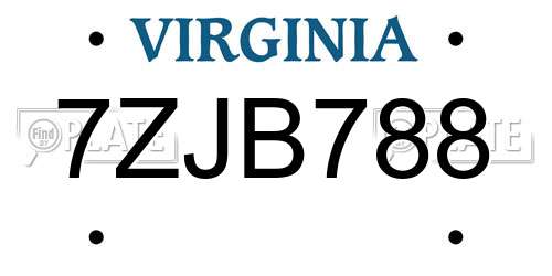 7ZJB788 Virginia License Plate