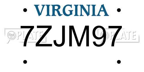 7ZJM97 Virginia License Plate