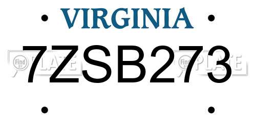 7ZSB273 Virginia License Plate