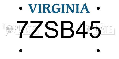 7ZSB45 Virginia License Plate