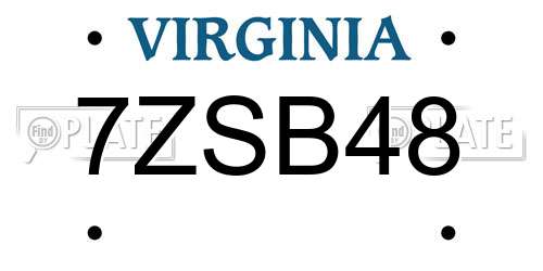 7ZSB48 Virginia License Plate