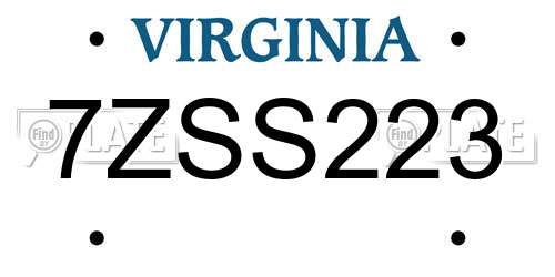 7ZSS223 Virginia License Plate