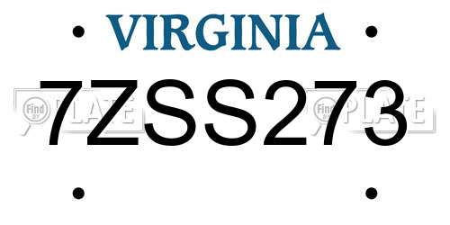7ZSS273 Virginia License Plate