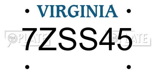 7ZSS45 Virginia License Plate