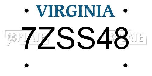 7ZSS48 Virginia License Plate