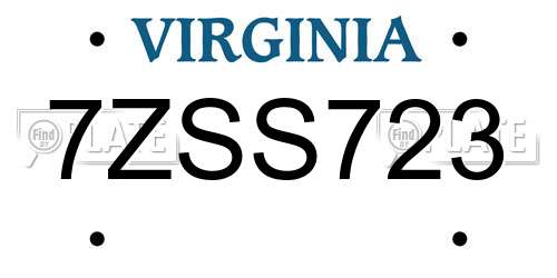 7ZSS723 Virginia License Plate