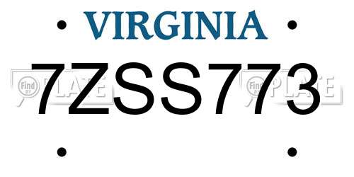 7ZSS773 Virginia License Plate