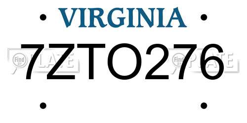 7ZTO276 Virginia License Plate